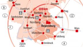 Regensburg von überall gut erreichbar (mit dem Auto, Flugzeug und per Bahn)